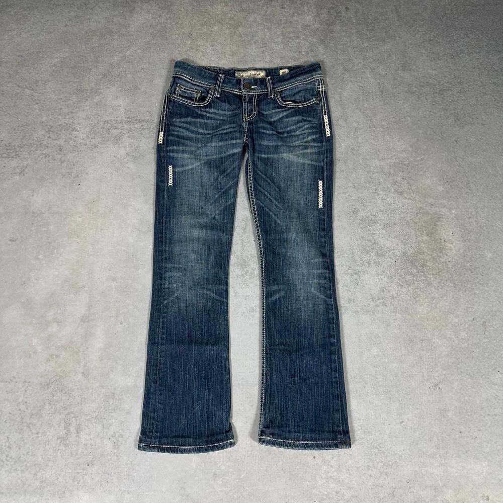 BKE Denim Sabrina Boot Jeans Low Rise Contrast Stitch Dark Blue - Size: 28X29